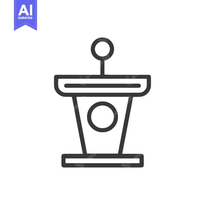 Aset premium populer: Minimalist Podium Icon: Bold Outline, Public Speaking Symbol, Vector I