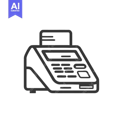 Premium design asset: Minimalist POS Terminal Icon: Bold Outline on White Background