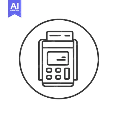 Popular premium asset: Minimalist POS Terminal Icon in Circle, Black Outline on White