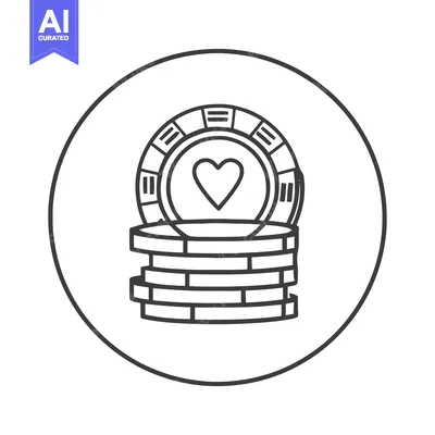 Minimalist Poker Chips Stack with Heart Symbol in Circular Frame