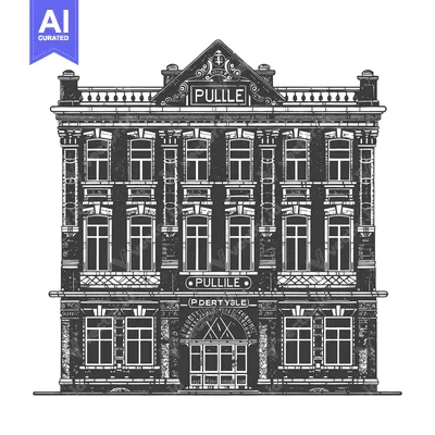 Aset premium populer: A detailed illustration of a classical multi story building structure