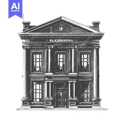 Premium design asset: A detailed architectural drawing of a large classical building front