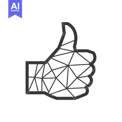 Polygonal Thumbs Up Gesture in Black and White