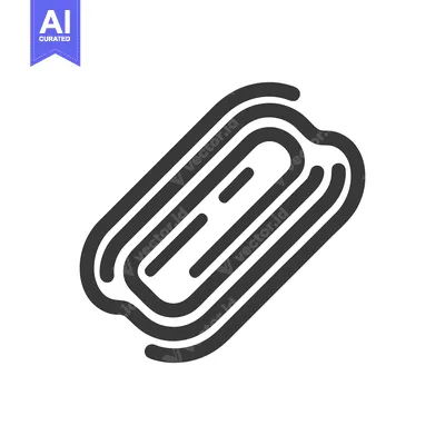 Premium design asset: Minimalist Black and White Paperclip Icon with Rounded Edges Design