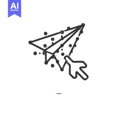 Aset desain premium: Connected Paper Plane with Cursor: Modern Digital Communication Icon