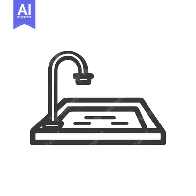 Minimalist Bathtub Icon with Faucet, Clean Lines, Modern Design