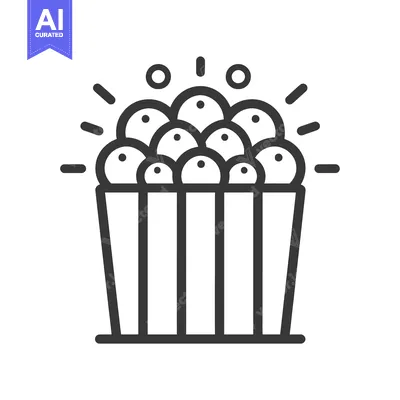 Aset desain premium: Popcorn in a Striped Box with Rays Emitting from the Top