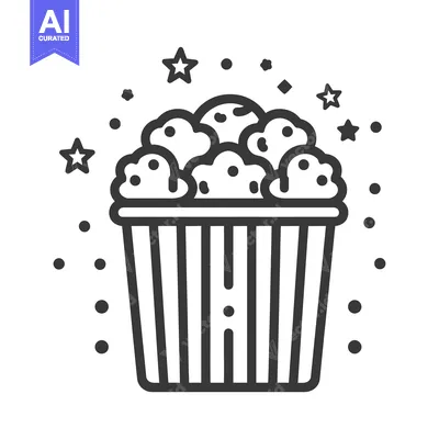 Premium design asset: Popcorn in a Striped Box with Stars