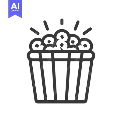 Popcorn in a striped bucket with radiating lines