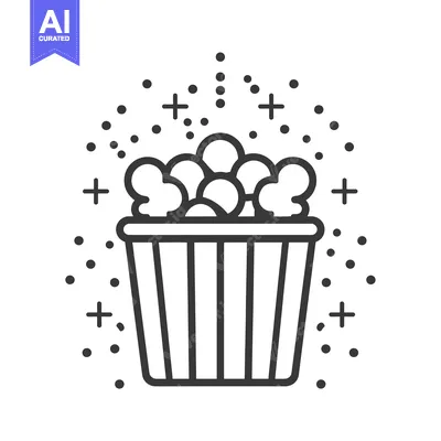 Popcorn in a Striped Bucket with Sparkling Effect
