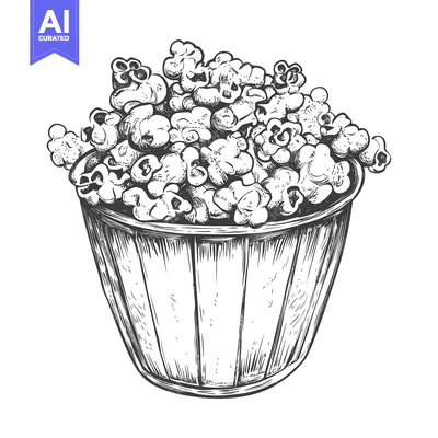 Premium design asset: A full bucket overflowing with fluffy and delicious popcorn kernels