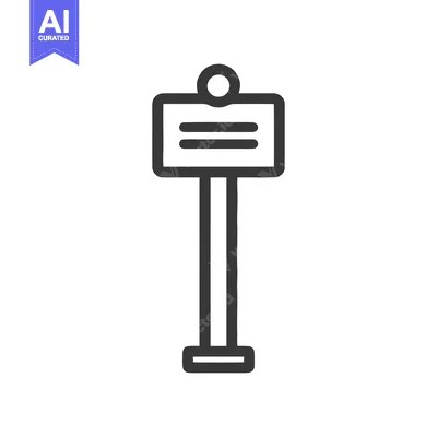 Aset premium populer: Minimalist Signpost Icon: Simple Black Outline on White Background