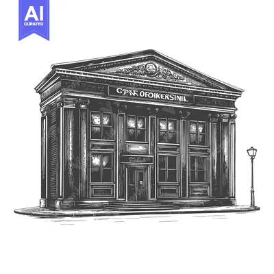 Aset premium populer: Architectural illustration depicting a grand building with classical c