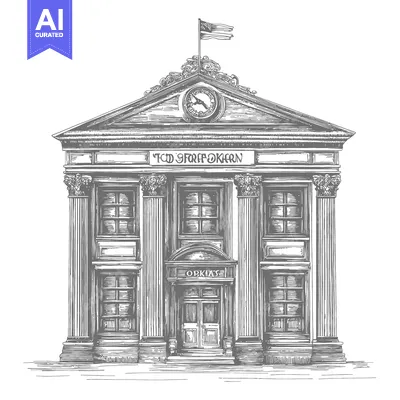 Aset desain premium: A detailed architectural drawing of a classical style building exterio
