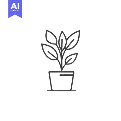 Aset premium populer: Minimalist Potted Plant Line Art Illustration on White Background