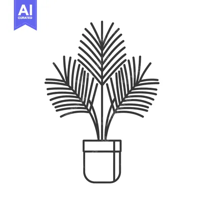 Premium design asset: Potted Plant with Three Fronds