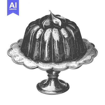 Popular premium asset: A classic fluted cake topped with cream on a pedestal plate