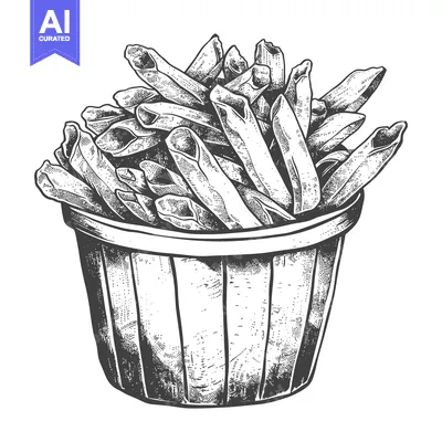 Aset premium populer: A detailed black and white illustration of pasta in a container