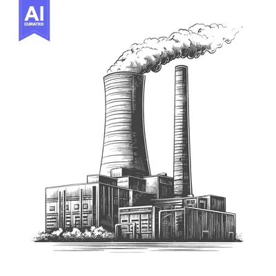A large power plant emits smoke from its tall cooling towers