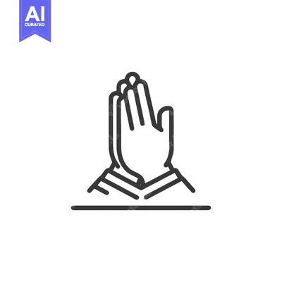 Minimalist Prayer Hands Icon: Line Art Symbol of Faith and Spiritualit
