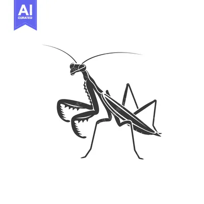 Praying Mantis Silhouette in Black and White