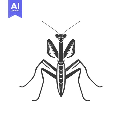 Praying Mantis Silhouette in Black and White