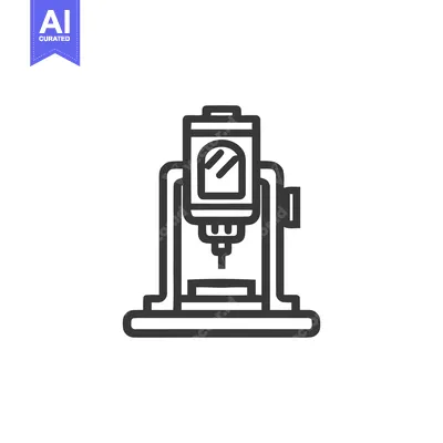 Premium design asset: Milling Machine Icon: Precision Engineering, Industrial Tooling, Black