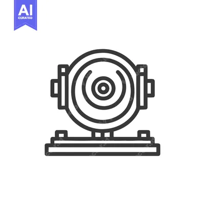Minimalist Spotlight Icon: Concentric Circles and Bold Lines on White