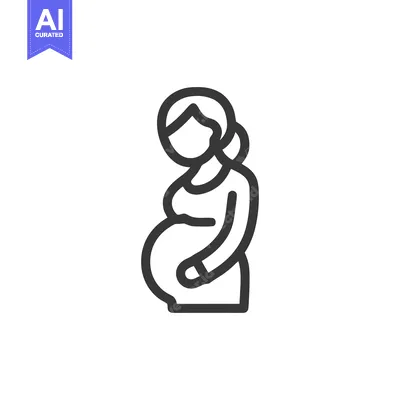 Aset desain premium: Minimalist Pregnancy Icon: Expectant Mother with Hands on Belly
