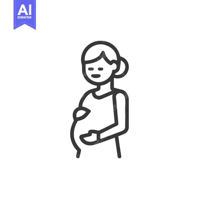 Aset desain premium: Minimalist Line Art: Expectant Mother Embracing Her Baby Bump
