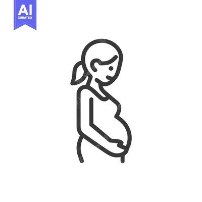 Premium design asset: Minimalist Line Art: Pregnant Woman Silhouette with Hands on Belly
