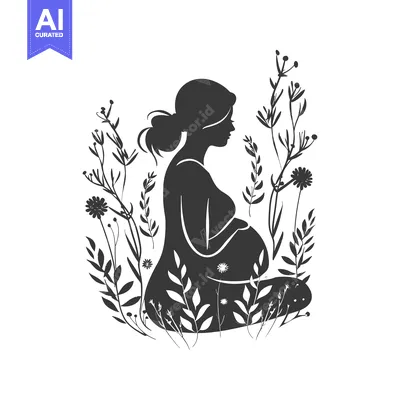 Aset premium populer: Pregnant Woman Silhouette with Wildflowers