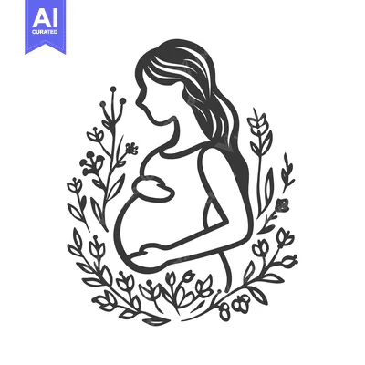 Aset premium populer: Pregnant Woman Surrounded by Floral Wreath