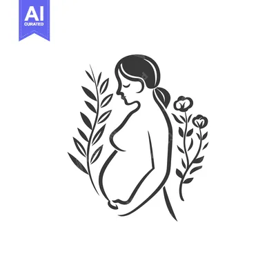 Popular premium asset: Pregnant Woman with Flowers and Leaves Silhouette