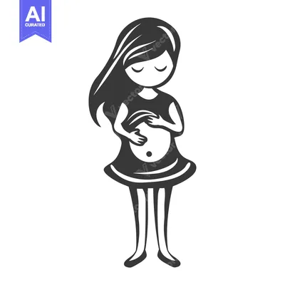 Popular premium asset: Pregnant woman with long hair holding her belly