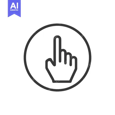 Aset desain premium: Minimalist Hand Cursor Icon: Pointing Finger in Circle, Clean Design