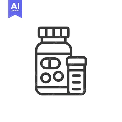 Pill Bottle and Test Tube Icon: Medical Supplies Outline Illustration