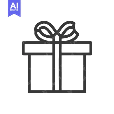 Aset premium populer: Minimalist Gift Box Icon with Ribbon, Bold Outline, Modern Design