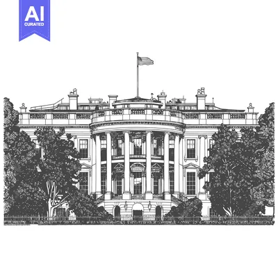 A detailed artistic illustration of a prominent government building fa