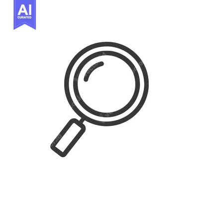Premium design asset: Simple Magnifying Glass Icon, Black Outline on White Background