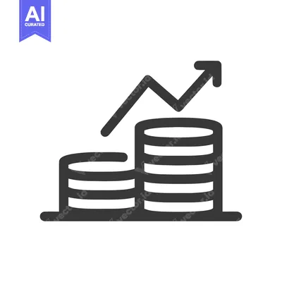Rising Stacked Coins with Upward Arrow: Financial Growth Icon
