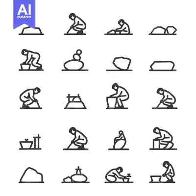 Popular premium asset: Primitive Human Activities Line Art Icons