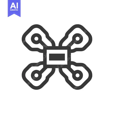 Minimalist Drone Icon: Aerial Technology Symbol in Bold Outline