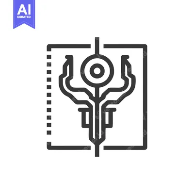 Minimalist Alien Glyph: Geometric Symbol in Black and White
