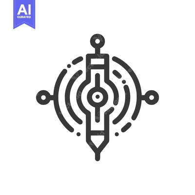 Popular premium asset: Minimalist Pendulum Icon with Circular Emanations, Black and White Des