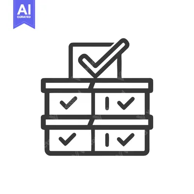Completed Task List Icon: Stacked Boxes with Checkmarks, Modern Line A