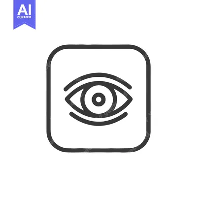 Aset premium populer: Minimalist Eye Icon in Rounded Square, Dark Gray on White