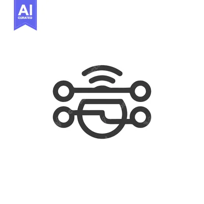 Aset desain premium: Minimalist Network Icon: Connected Nodes with Wireless Signal