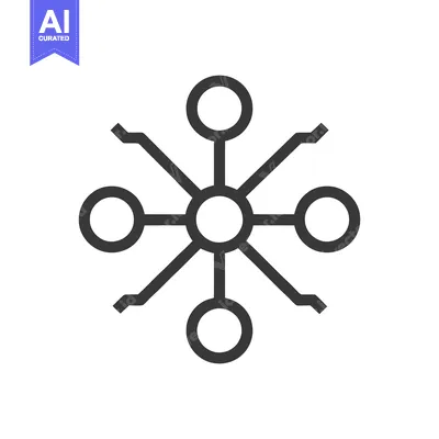 Aset premium populer: Minimalist Network Icon: Central Node with Circular Connections and Zi