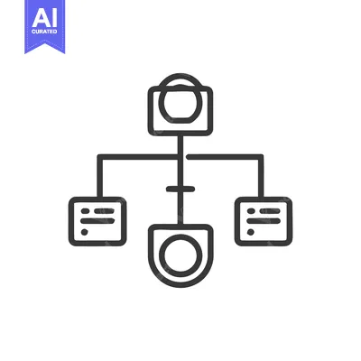 Aset desain premium: Minimalist Flowchart Icon: Hierarchical Structure with Rounded Element